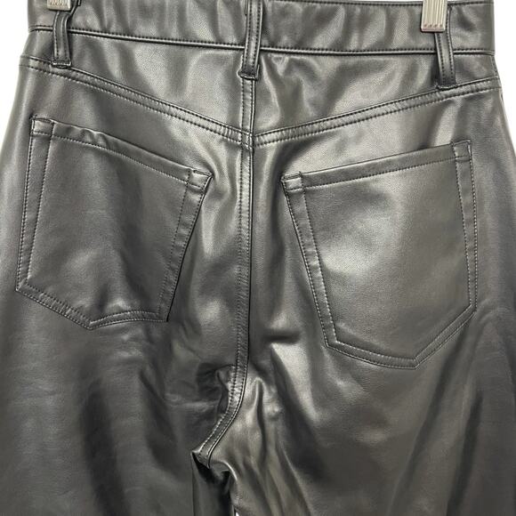 Abercrombie Fitch Ankle Straight Ultra High Rise Vegan Leather Pants Black 27 4s - Picture 3 of 8
